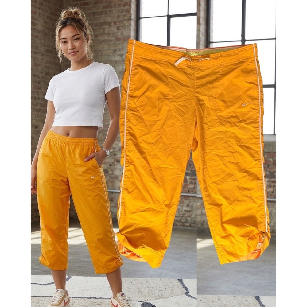 Nike Capri Track Pants Vintage Y2K Nylon Cargo Orange L